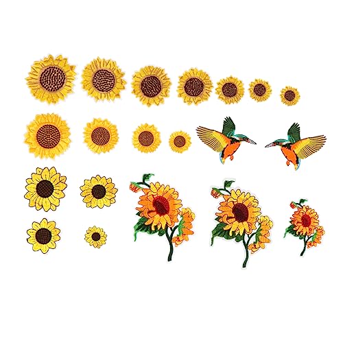 NUOBESTY 20 Stück Sonnenblumen Tuch Aufkleber Gestickte Aufnäher Sonnenblumen-applikationen Patch Stoffflecken Aufnäher Für Jeans Flicken Nähen Kleidung Flicken Für Hosen Colorful Polyester von NUOBESTY