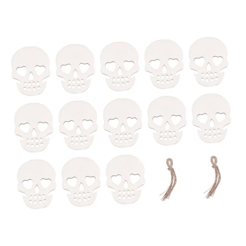 NUOBESTY 20 Stück Teiliges Halloween DIY Holzanhänger mit Totenkopf-motiven Naturbelassene Holzdeko mit Loch und Robusten Hanfschnüren für Party Bastelprojekte Langlebig und Detailreich NUOBESTY 20 Stück Teiliges Halloween DIY Holzanhänger mit Totenkopf-motiven Naturbelassene Holzdeko mit Loch und Robusten Hanfschnüren für Party Bastelprojekte Langlebig und Detailreich von NUOBESTY
