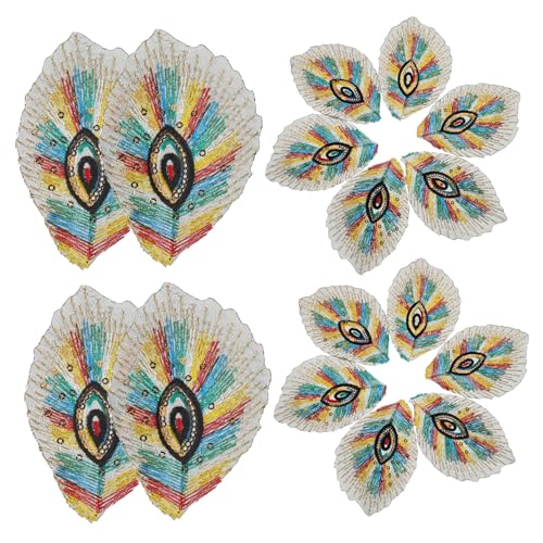 NUOBESTY 20 Stück Teiliges Pfauenfeder Stickerei Applikationen Bestickte Bügelflicken und Nähapplikationen Modische Bunte Patches für Kleidung DIY Kostüme und Langlebige Textildekoration von NUOBESTY