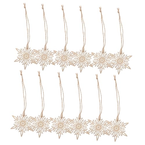 NUOBESTY 20 Stück Teiliges Schneeflocken-holzornamente zum Bemalen Naturbelassene Holzscheiben mit Filigranen Mustern Wiederverwendbar DIY Weihnachtsbaumschmuck für Kreative Bastelprojekte von NUOBESTY