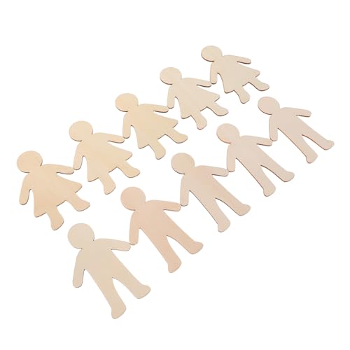 NUOBESTY 20 Stück Unlackierte Holzschablonen für Jungen Mädchen Blanko Figuren für Malprojekte Kunsthandwerk und Heimdekoration von NUOBESTY