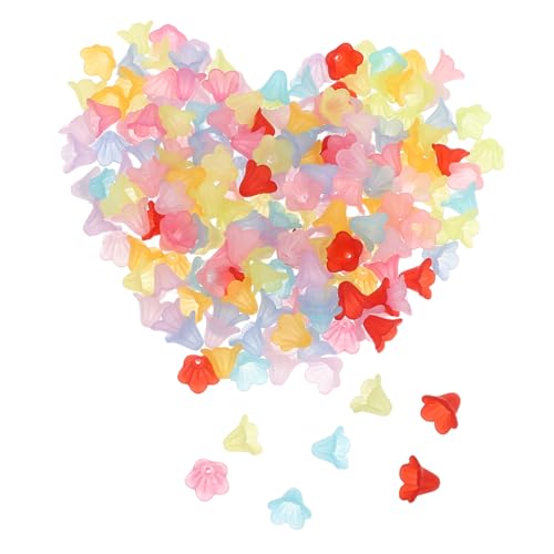 NUOBESTY 200 Stück Acryl Blüten Perlkappen Blumen Spacer Perlen Mattiert Bunte Schmuckzubehör für DIY Armband Halskette Basteln von NUOBESTY