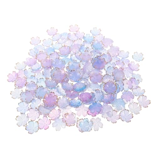 NUOBESTY 200 Stück Acryl Perlenkappen mit Goldrand Blüten-design Gradient Kirschblüten-form Leichte und Langlebige Schmuck-spacer für DIY Halsketten Armbänder und Haaraccessoires von NUOBESTY