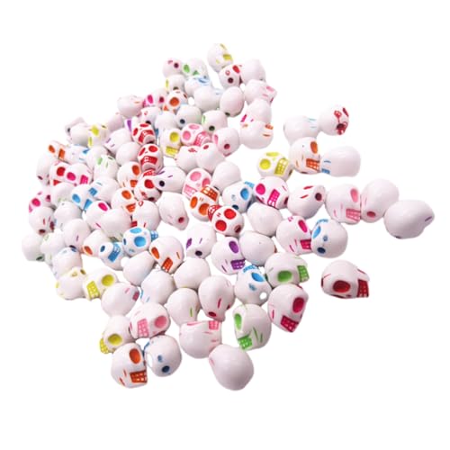 NUOBESTY 200 Stück Acryl Schädel Perlen Mischfarben Diy Schmuck Zubehör für Armbänder und Bastelprojekte Langlebige und Kreative Lose Perlen für Schmuckherstellung von NUOBESTY