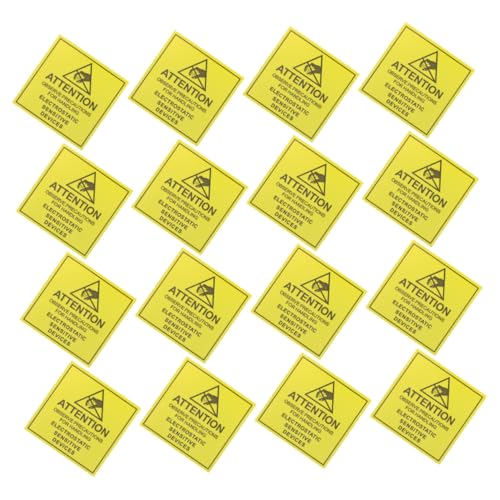 NUOBESTY 200 Stück Antistatisches Etikett Warnschild Statisches Vorsichtszeichen Reflektierender Sicherheitswarnaufkleber Statische Vorsichtige Abziehbilder Nachtwarnaufkleber Yellow Papier von NUOBESTY