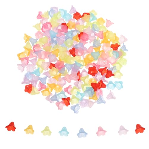 NUOBESTY 200 Stück Bunte Acryl Blumen Perlenkappen Frosted Petal Blüten Spacer Für Schmuckherstellung Damen DIY Armband Halskette Kreative Bastelsets von NUOBESTY