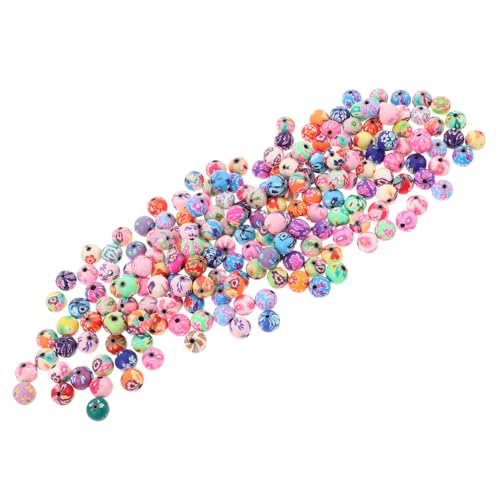 NUOBESTY 200 Stück Bunte Polymer Clay Spacer Perlen Rund Blumen-charms Lose Perlen für DIY Armbänder Halsketten Schmuckherstellung Zubehör von NUOBESTY