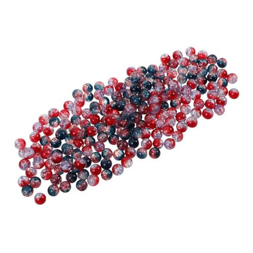 NUOBESTY 200 Stück Crackle Glasperlen für Schmuckherstellung Zweifarbige Runde Abstandshalter Perlen mit Eisriss-muster DIY Beads für Armbänder Halsketten Erwachsene von NUOBESTY