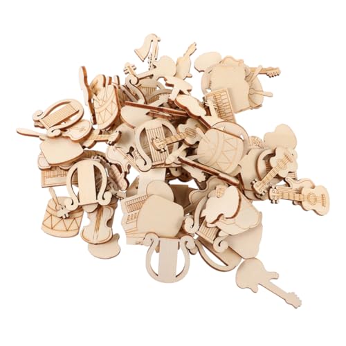 NUOBESTY 200 Stück Musikinstrument Holz Ausschnitte Unvollendete Dekoration für Diy Projekte Piano Gitarre Trommel Blanko Holzformen für Kreative Bastelarbeiten und Kunstprojekte von NUOBESTY