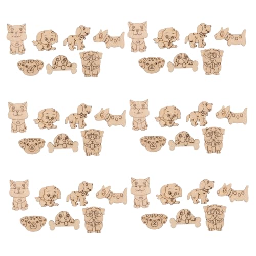 NUOBESTY 200 Stück Teiliges Holz-tier-dekor Naturbelassene Katzen Hundeformen aus Robustem Holz zum Bemalen und Basteln für Diy-projekte Vielseitige Holzanhänger für Kreative Kunst und von NUOBESTY