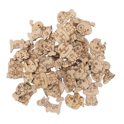 NUOBESTY 200 Stück Teiliges Unlackierte Holztiere zum Bemalen Stabile Glatte Holzformen für DIY Bastelprojekte Kreative Heimdekoration mit Katzen Hundemotiven Natürliche Holzornamente für von NUOBESTY