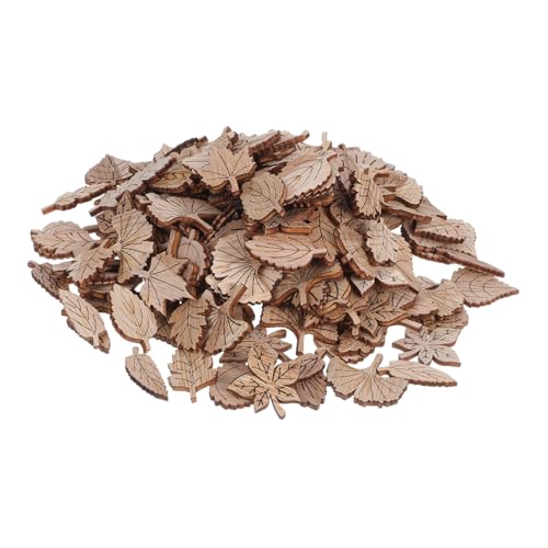NUOBESTY 200 Stück Unbehandelte Holzblätter Holzausschnitt Bastelsets Blattausschnitte Zum Basteln Unbehandeltes Holz Zum Basteln Holzausschnittscheiben Holzeinsätze von NUOBESTY