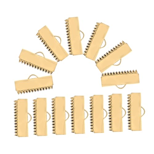 NUOBESTY 20Stücke Goldfarbene Quetschperlen mit Zähnen Schmuckzubehör Kettenverkürzer für Anhängerverschluss für Schmuckstücke Stilvolles Lockendesign von NUOBESTY