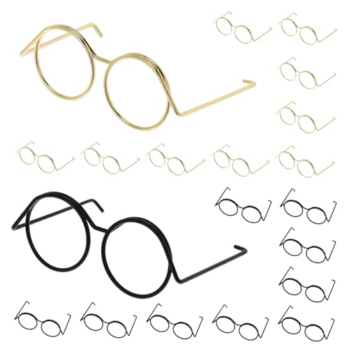NUOBESTY 20Stücke Puppenbrillen Mini Brillen Metall für Puppen Goldene und Schwarze Brillen Requisiten für DIY Bastelprojekte und Kostümspiele von NUOBESTY