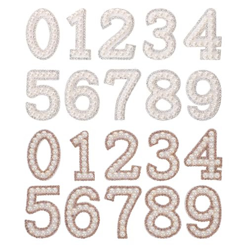 NUOBESTY 20er Set Perlen-Strass Zahlen Patches, Bügelbilder mit Glitzersteinen, Perlen und Bling, zum Aufnähen für Kleidung und Stoffe, DIY Applikationen NUOBESTY 20er Set Perlen-Strass Zahlen Patches, Bügelbilder mit Glitzersteinen, Perlen und Bling, zum Aufnähen für Kleidung und Stoffe, DIY Applikationen von NUOBESTY