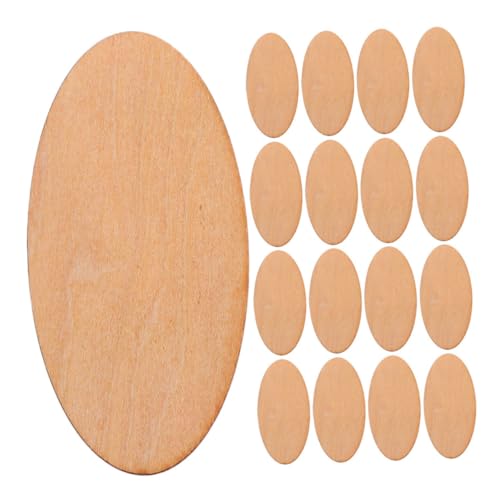 NUOBESTY 20pcs Stücke Ovale Holzspäne Dekorationen Aus Holzscheiben Blanko-scheiben Zum Basteln Aus Holz Unvollendete Bastelarbeiten Holzausschnittscheiben Holzhandwerk Unvollendet Khaki von NUOBESTY