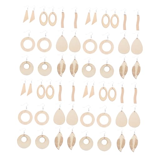 NUOBESTY 210 Stück Holzohrringe Tropfenförmige Ohrringe DIY Ohrring Set Ohrringe Herstellungs Sets Unvollendete Holz Ohrringe DIY Haken Ohrringe Schmuck DIY Set Ohrringe von NUOBESTY