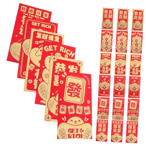 NUOBESTY 24 Stück Teiliges Chinesische Rote Umschläge mit Schlangen Traditionelle Lunar Year Dekoration Cartoon Design Große Lange Briefumschläge für Neujahrsfeier Hochzeit Glückssymbol NUOBESTY 24 Stück Teiliges Chinesische Rote Umschläge mit Schlangen Traditionelle Lunar Year Dekoration Cartoon Design Große Lange Briefumschläge für Neujahrsfeier Hochzeit Glückssymbol von NUOBESTY