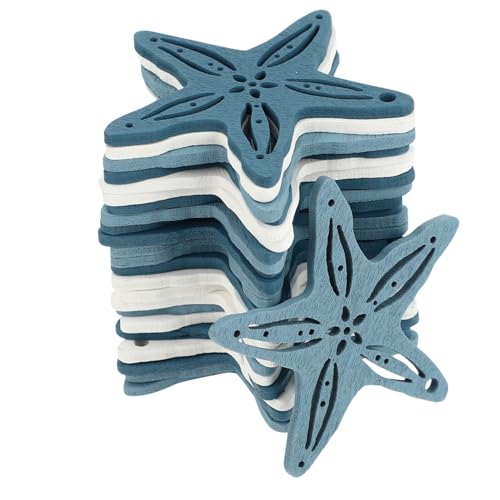 NUOBESTY 24 Stück Teiliges Holz Seestern Dekoration Mediterranes Design für Tischdeko und Heimdekoration Sichere und Geruchsneutrale Accessoires für Kreative Bastelprojekte von NUOBESTY