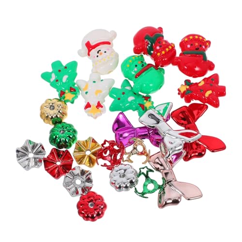 NUOBESTY 24 Stück Weihnachtsperlen Für Handyketten Perlenkappen Schneemann Abstandsperlen Kinderperlen Charm Weihnachtsbaumförmige Perlen Kleine Perlen Für Armbänder Kürbisperlen von NUOBESTY