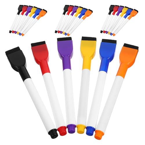 NUOBESTY 24 Stück Whiteboard Marker Mit Radiergummi Whiteboard Marker Trocken Abwischbar Tragbare Trockentafel Trocken Abwischbarer Markierstift von NUOBESTY