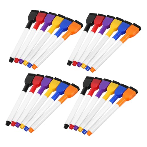 NUOBESTY 24 Stück Whiteboard Marker Trocken Abwischbar Für Whiteboards Kleine Trocken Abwischbare Marker Abwischbare Radiergummi Feine Spitze Stifte von NUOBESTY