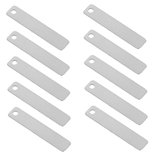 NUOBESTY 25 Stück Teiliges Rechteckige Blanko Tags zum Gravieren und Stempeln Metallplatten für Namensschilder Vielseitige Etiketten für Gepäck Haustiere DIY Anhänger von NUOBESTY