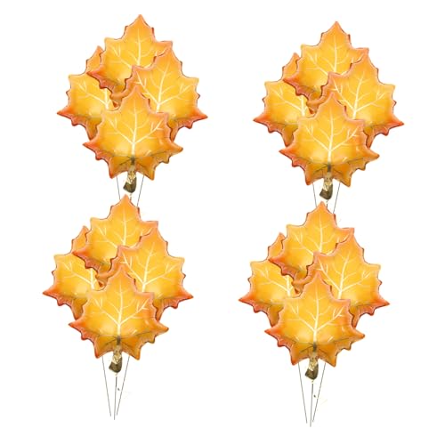 NUOBESTY 25 Stück dekorative Luftballons Danke geben Folienballons Thanksgiving-Folienblattballons Luftballons in Ahornblattform Ballondekorationen im Herbst Aluminiumfolie Orange von NUOBESTY