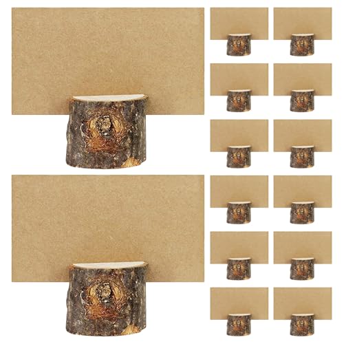 NUOBESTY 26 Sets Mini-Memohalter-Set: Enthält leere Tischkarten aus Papier und einen Klammerhalter aus Holzstumpf – Rustikaler Notizständer für Hochzeiten – Tischkartenklammer für den Schreibtisch NUOBESTY 26 Sets Mini-Memohalter-Set: Enthält leere Tischkarten aus Papier und einen Klammerhalter aus Holzstumpf – Rustikaler Notizständer für Hochzeiten – Tischkartenklammer für den Schreibtisch von NUOBESTY