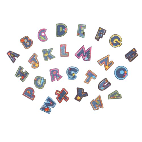 NUOBESTY 26 Stück Buntes Brief Patch Bügelbuchstaben Für Kleidung Flicken Buchstaben Aufbügeln Flicken Aufnähen Hosenflicken Buchstaben Aus Stoff Kleine Buchstaben Zum Aufbügeln Gefühlt von NUOBESTY