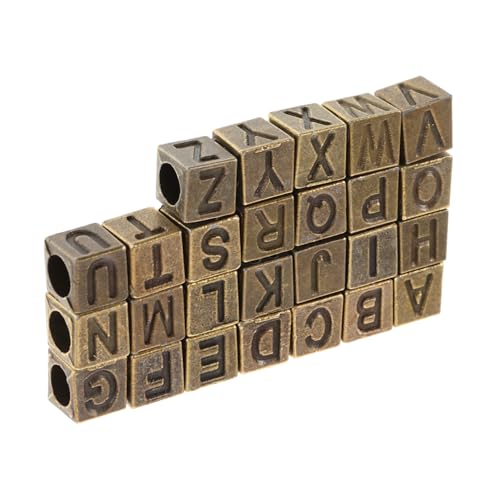 NUOBESTY 26 Stück Teiliges Vintage Alphabet Cube Perlen A Z für Diy Schmuckherstellung Große Öffnung für Armbänder und Kreative Bastelarbeiten von NUOBESTY