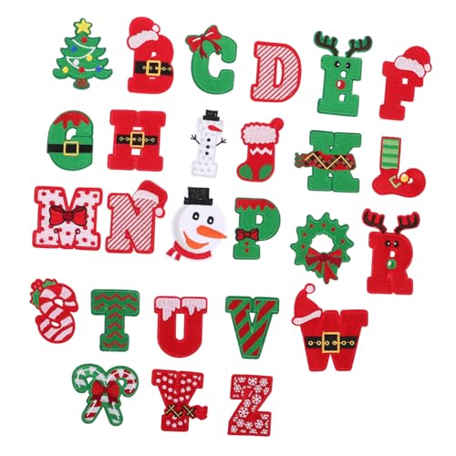 NUOBESTY 26 Stück Teiliges Weihnachts aufbügler Bestickten Buchstaben Vielseitige DIY Stoffaufnäher für Kleidung Rucksäcke und Taschen Einfache Anbringung Passend für Baumwolle und NUOBESTY 26 Stück Teiliges Weihnachts aufbügler Bestickten Buchstaben Vielseitige DIY Stoffaufnäher für Kleidung Rucksäcke und Taschen Einfache Anbringung Passend für Baumwolle und von NUOBESTY