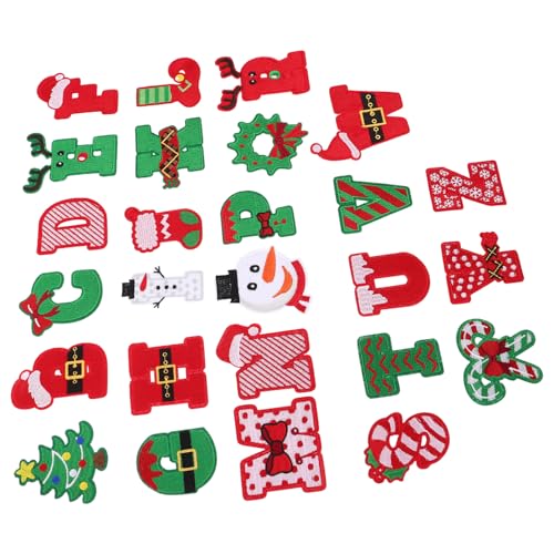 NUOBESTY 26 Stück Weihnachts-aufbügler: Festliche Alphabet-applikationen Zum Aufbügeln – Bestickte Weihnachts-applikation Zum Aufnähen, Reparaturflicken Für Kleidung, Hosen, Mäntel, Jeans, von NUOBESTY