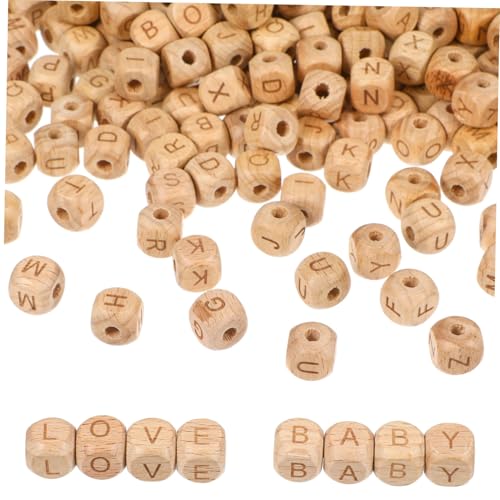 NUOBESTY 260 Stück Quadratische Holzbuchstabenperlen aus Natürlicher Buche Lose Buchstabenwürfel für DIY Schmuckherstellung Armbänder und Kreative Bastelprojekte Vielseitig Einsetzbar und von NUOBESTY
