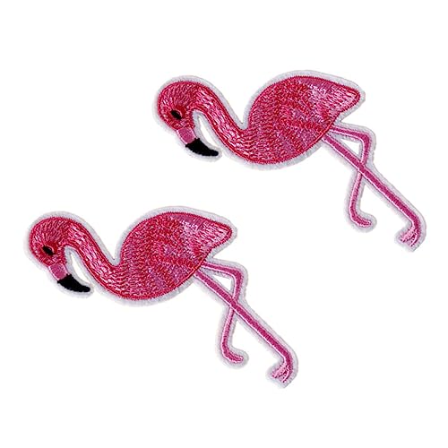 NUOBESTY 2St Flamingo Bügelbild bestickte Aufnäher mit Flamingos Tierapplikationen sticker für kleidung aufkleber kleidung Flamingo-Patch Flamingo-Stickpatch Karikatur Banner Zubehör von NUOBESTY