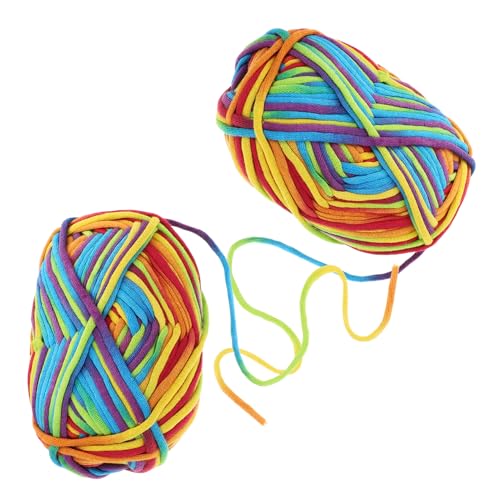 NUOBESTY 2Stücke Handgefertigtes Baumwollgarn Leuchtenden Farben Vielseitiges Strick und Häkelgarn für DIY Projekte für Pullover Mützen und Mehr von NUOBESTY