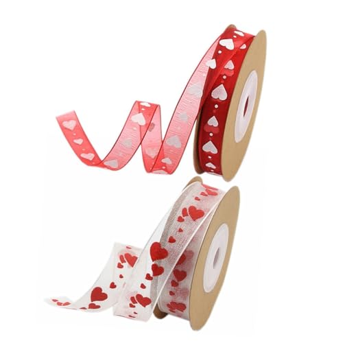 NUOBESTY 2rollen Diy Geschenkbänder Mit Herzmuster Dekorative Deko-ribbons Aus Dacron Stilvolle Bastelmaterialien Für Valentinstag Und Hochzeiten Zum Verpacken Von Geschenken von NUOBESTY