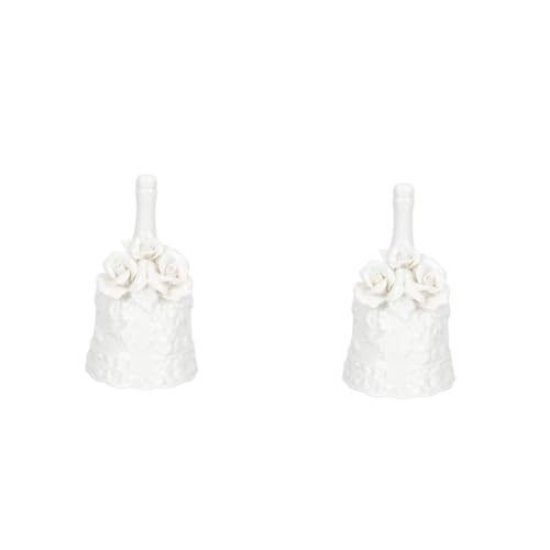 NUOBESTY 2st Abendessen Glocke Aus Keramik Restaurant-Service-Glocke Handglocke Aus Keramik Service-handglocke Restaurant-rufglocke Dekorative Glocke Desktop Schmücken Stabglocke Weiß von NUOBESTY