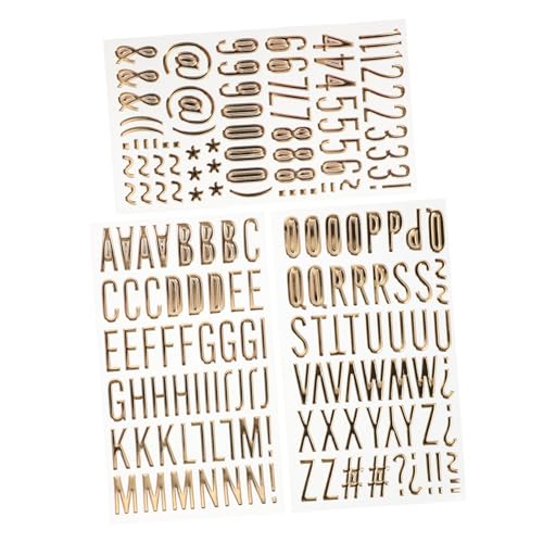 NUOBESTY 3 Blätter Gold Buchstaben Aufkleber Selbstklebende Metallische Scrapbooking Sticker für DIY Journale Notizbücher Kartenherstellung und Kreative Bastelprojekte von NUOBESTY