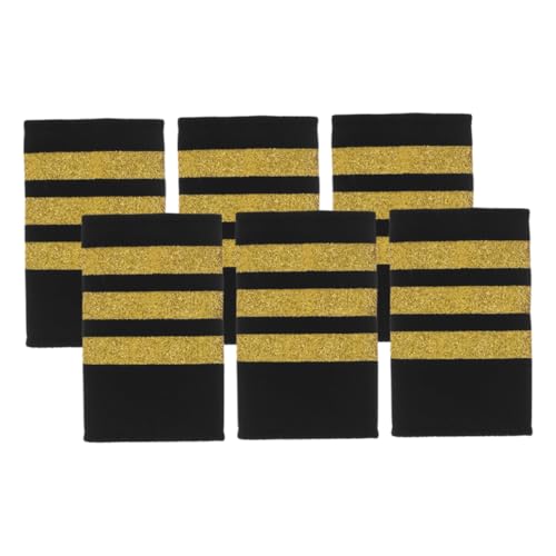 NUOBESTY 3 Paare Goldene Pilotenschulterklappen Traditionelle Airline Epauletten Aus Robuster Gewebeband Für Piloten Kapitäne Crew Und Auszubildende Multirole Uniform Zubehör von NUOBESTY