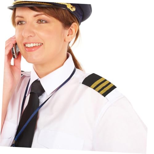 NUOBESTY 3 Paare Piloten Schulterklappen mit Goldstreifen Schwarze Epauletten für Männer und Frauen Geeignet für und Cosplay Traditionelles Design Balken von NUOBESTY