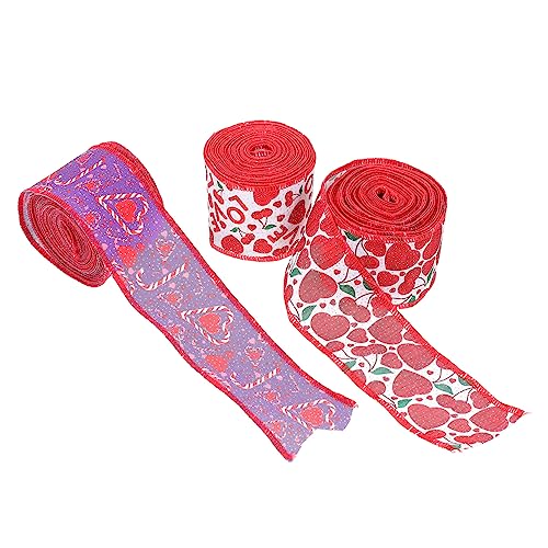 NUOBESTY 3 Rollen Valentinstagsbänder mit Herzmuster 63 Mm Breit mit Eisendraht Eingefasst Polyester für Dekorationen NUOBESTY 3 Rollen Valentinstagsbänder mit Herzmuster 63 Mm Breit mit Eisendraht Eingefasst Polyester für Dekorationen von NUOBESTY