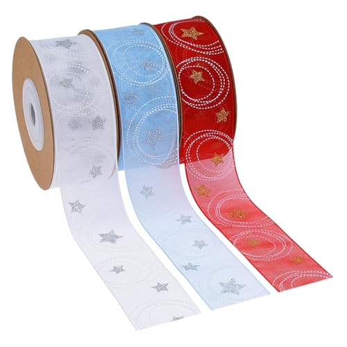 NUOBESTY 3 Rollen Geschenkband: Weihnachtssternband zum Verpacken von Geschenken am Weihnachtsbaum, als Heimdekoration – Weihnachtsgeschenkverpackung zum Schaffen einer festlichen Atmosphäre NUOBESTY 3 Rollen Geschenkband: Weihnachtssternband zum Verpacken von Geschenken am Weihnachtsbaum, als Heimdekoration – Weihnachtsgeschenkverpackung zum Schaffen einer festlichen Atmosphäre von NUOBESTY