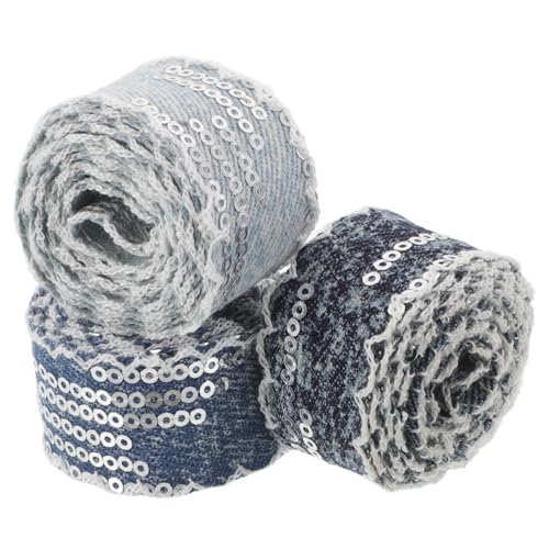 NUOBESTY 3 Rollen Glitzernde Pailletten Denim Bänder Breit Vielseitiges Diy Nähzubehör für Kleidung Kopfbänder Schleifen und Dekoration Jeansstoff Applikationen NUOBESTY 3 Rollen Glitzernde Pailletten Denim Bänder Breit Vielseitiges Diy Nähzubehör für Kleidung Kopfbänder Schleifen und Dekoration Jeansstoff Applikationen von NUOBESTY