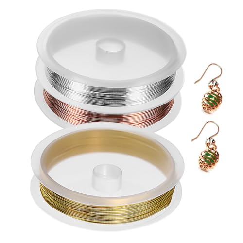 NUOBESTY 3 Rollen Schmuckdraht Kupfer pro Rolle Biege und Basteldraht Silber Gold Rotkupfer für Schmuckherstellung und Kreative Bastelprojekte von NUOBESTY