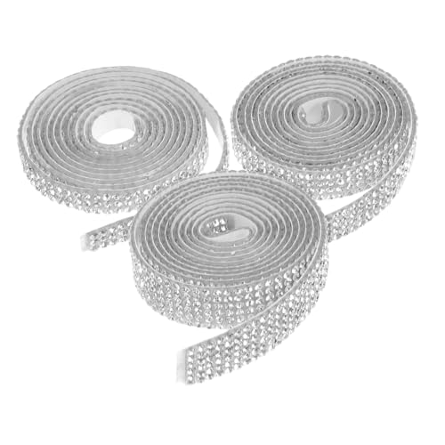 NUOBESTY 3 Rollen Strassstreifen: Selbstklebende Bling-glitzer-aufkleber, Wickelrolle, Dekoratives Bandband Zum Basteln, Nähen, Für Kleidung, Schuhe, Taschen, Dekoration von NUOBESTY
