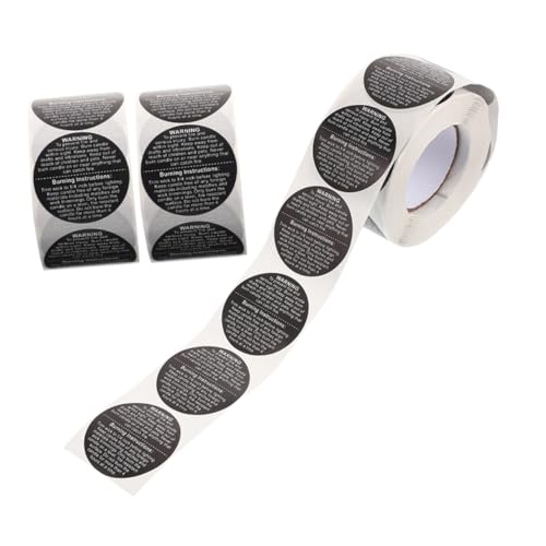NUOBESTY 3 Rollen Warnaufkleber Zum Kerzenbrennen Wachsschmelze Verpackung Etiketten Für Kerzengläser Kerzenaufkleber Wachsschmelzetiketten Kerzenzubehör Kupferplattenaufkleber Black von NUOBESTY