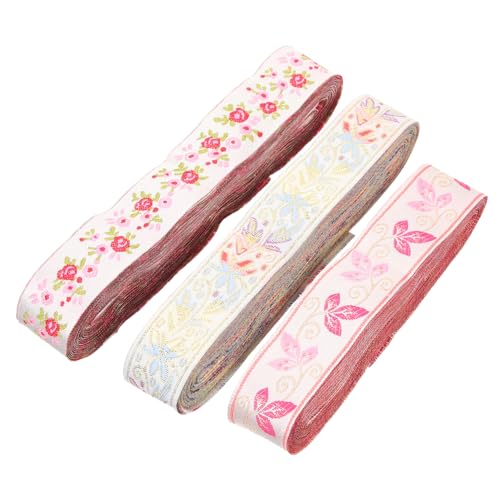 NUOBESTY 3 Rollen Geschenkverpackungsband Geschenkband Zum Kuchenband Dekor Geschenkband Für Süßigkeiten Präsentiert Schleifen Blumenmuster Schmücken Paketband Stoff Einstellen Spitze von NUOBESTY