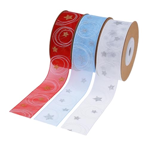 NUOBESTY 3 Rollen Weihnachtsband mit Stern Kreis-muster Geschenkverpackungsband für Weihnachtsdeko DIY Bastelbedarf Geeignet als Schleifenband für Geschenke Weihnachtskränze und NUOBESTY 3 Rollen Weihnachtsband mit Stern Kreis-muster Geschenkverpackungsband für Weihnachtsdeko DIY Bastelbedarf Geeignet als Schleifenband für Geschenke Weihnachtskränze und von NUOBESTY