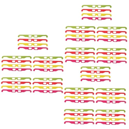 NUOBESTY 3 Sätze Anaglyph Brille Set Papprahmen Brillen Für Filme Für Festivals Partys Und Spiele Rot Gelb Grün 20 Stück * 3 von NUOBESTY